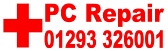 PC Computer repairs in Crawley West Sussex & Surrey, we will undertake on-site and workshop repairs to PC Computers, laptops, notebooks & tablets call 01293 326001